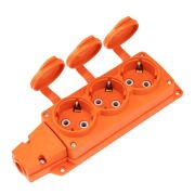 Колодка удлинителя 3-м с заземл. 16А IP54 влагозащ. с защ. крышкой COMPACT каучук оранж. Rexant 111-227