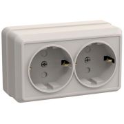 Розетка 2-м ОП Октава РСш22-3-ОКм 16А IP20 с заземл. защ. шторки крем. GENERICA ERO24-K33-16-DC