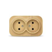 Розетка 2-м ОП 10А IP20 без заземл. сосна IONICH 1438